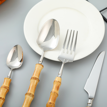 Load image into Gallery viewer, Natural Bamboo Flatware Set
