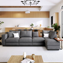 Carregar imagem no visualizador da galeria, Modern Large L-Shape Sectional Sofa for Living Room, 2 Pillows and 2 End Tables
