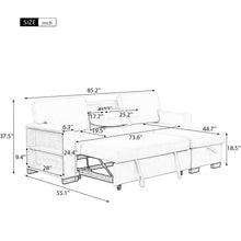 Carregar imagem no visualizador da galeria, Stylish and Functional Light Chaise Lounge Sectional with Storage Rack Pull-out Bed Drop Down Table and USB Charger Beige
