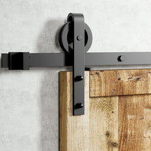 Carregar imagem no visualizador da galeria, Non-Bypass Sliding Barn Door Hardware Kit - Spoke Wheel Design Roller
