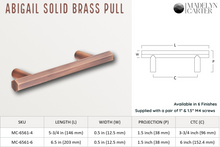 Carregar imagem no visualizador da galeria, Abigail Solid Brass Drawer Pull - 6 Inch Centers
