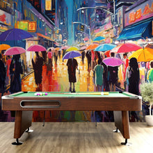 Load image into Gallery viewer, Raining Cityscape Wallpaper Mural - Abstract Color Mural. #6762
