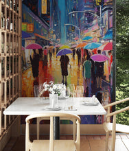 Load image into Gallery viewer, Raining Cityscape Wallpaper Mural - Abstract Color Mural. #6762
