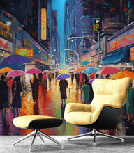 Load image into Gallery viewer, Raining Cityscape Wallpaper Mural - Abstract Color Mural. #6762
