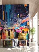 Cargar imagen en el visor de la galería, Raining Cityscape Wallpaper Mural - Abstract Color Mural. #6762
