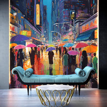 Carregar imagem no visualizador da galeria, Raining Cityscape Wallpaper Mural - Abstract Color Mural. #6762
