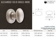 Cargar imagen en el visor de la galería, Alexander Solid Brass Cabinet Knob - 1.25 Inch
