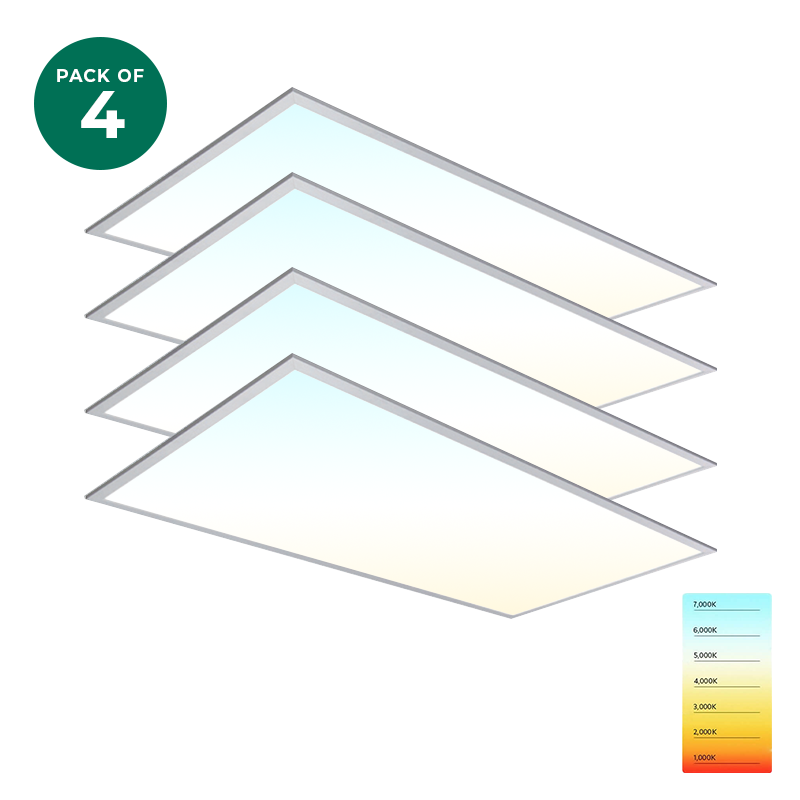 2x4 LED Panel Light, Selectable Wattage (30W/40W/50W) and CCT (3500K/4000K/5000K) with 130LM/Watt, 0-10V Dimmable, Backlit - ETL & DLC Premium