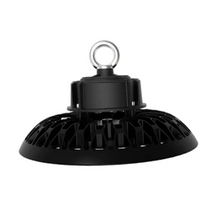 Cargar imagen en el visor de la galería, 160W UFO LED Industrial High Bay Light for Warehouse with 24,000 Lumens, 5000K Daylight White, Black Finish IP65 UL/DLC Listed.
