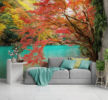 Load image into Gallery viewer, Colorful Teal Water Lake View Landscape Wallpaper Mural. #6745
