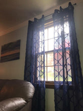 Load image into Gallery viewer, Avon Trellis Grommet Sheer Window Curtain Panel Set
