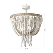 Carregar imagem no visualizador da galeria, Seguis 3-Light Weathered White Chandelier with Wood Beads
