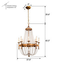 Carregar imagem no visualizador da galeria, Chappell 8-Light Rustic Gold Candle Style Empire Chandelier
