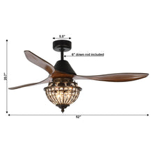 Cargar imagen en el visor de la galería, 52&quot; Vicky Modern DC Motor Downrod Mount Reversible Ceiling Fan with Lighting and Remote Control
