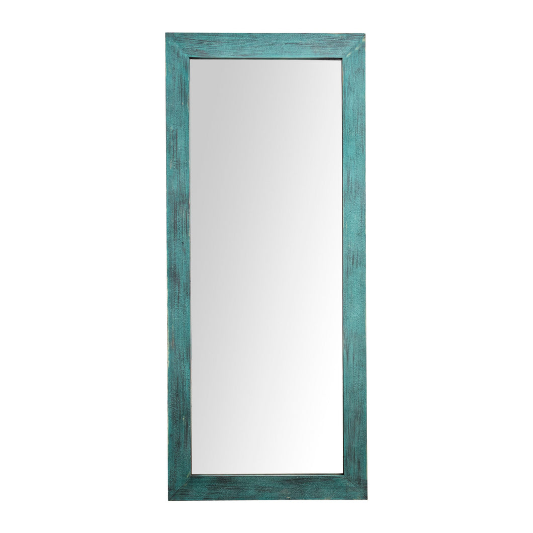 Farmhouse Blue Rectangle Wood Distressed Floor Mirror