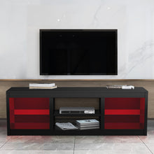 Load image into Gallery viewer, 66&quot; Modern LED TV Stand Entertainment Center with Glass Shelves for Living Room
