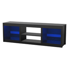 Cargar imagen en el visor de la galería, 66&quot; Modern LED TV Stand Entertainment Center with Glass Shelves for Living Room
