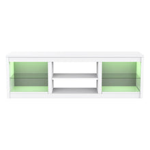 Load image into Gallery viewer, 66&quot; Modern LED TV Stand Entertainment Center with Glass Shelves for Living Room
