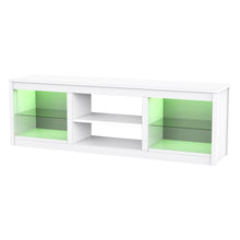 Load image into Gallery viewer, 66&quot; Modern LED TV Stand Entertainment Center with Glass Shelves for Living Room
