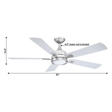 Load image into Gallery viewer, 52&quot; Tata Nagar Industrial Brush Nickel Downrod Mount Reversible Crystal Ceiling Fan with Lighting and Remote Control
