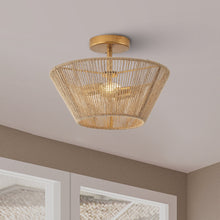 Carregar imagem no visualizador da galeria, Farmhouse 2-Light Flush Mount Lighting with Rattan Rope
