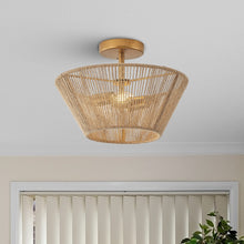 Carregar imagem no visualizador da galeria, Farmhouse 2-Light Flush Mount Lighting with Rattan Rope
