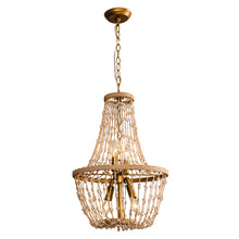 Carregar imagem no visualizador da galeria, Modern Beaded Basket Weathered Wood 4-Light Chandelier
