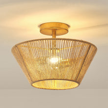 Carregar imagem no visualizador da galeria, Farmhouse 2-Light Flush Mount Lighting with Rattan Rope
