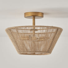 Carregar imagem no visualizador da galeria, Farmhouse 2-Light Flush Mount Lighting with Rattan Rope
