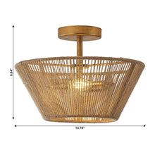 Carregar imagem no visualizador da galeria, Farmhouse 2-Light Flush Mount Lighting with Rattan Rope
