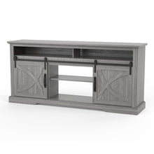 Load image into Gallery viewer, 68&quot; Farmhouse TV Stand with Double Sliding Barn Doors for Living Room
