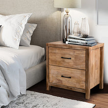 Carregar imagem no visualizador da galeria, Rustic Solid Wood Farmhouse Brown 2-Drawer Nightstand
