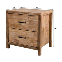 Carregar imagem no visualizador da galeria, Rustic Solid Wood Farmhouse Brown 2-Drawer Nightstand
