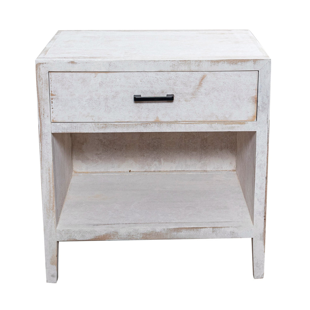 Classic Modern 1-Drawer Solid Wood White Nightstand Side Table