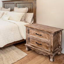 Carregar imagem no visualizador da galeria, Farmhouse Wooden 2- Drawer Nightstand Side Table in Brown
