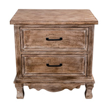 Load image into Gallery viewer, Farmhouse Wooden 2- Drawer Nightstand Side Table in Brown
