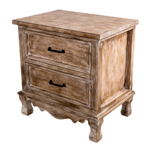 Load image into Gallery viewer, Farmhouse Wooden 2- Drawer Nightstand Side Table in Brown
