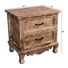 Load image into Gallery viewer, Farmhouse Wooden 2- Drawer Nightstand Side Table in Brown
