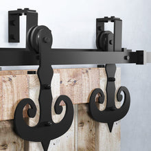 Cargar imagen en el visor de la galería, Double Track U-Shape Bypass Sliding Barn Door Hardware Kit - Mustache Design Roller
