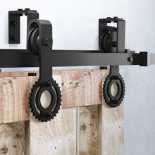 Cargar imagen en el visor de la galería, Double Track U-Shape Bypass Sliding Barn Door Hardware Kit - Gear Design Roller
