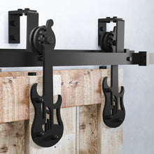 Load image into Gallery viewer, Double Track U-Shape Bypass Sliding Barn Door Hardware Kit - Guitar Design Roller
