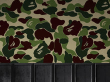 Load image into Gallery viewer, Bape Camo Wallpaper Mural. Green Camo Streetwear Hype Beast Aesthetics. #6662
