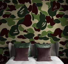 Load image into Gallery viewer, Bape Camo Wallpaper Mural. Green Camo Streetwear Hype Beast Aesthetics. #6662
