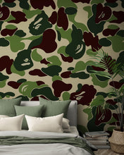 Load image into Gallery viewer, Bape Camo Wallpaper Mural. Green Camo Streetwear Hype Beast Aesthetics. #6662
