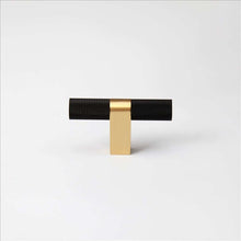 Carregar imagem no visualizador da galeria, Bold, Black &amp; Gold Knurled Solid Brass Knob

