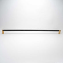 Load image into Gallery viewer, Bold, Black &amp; Gold Knurled Solid Brass Appliance Pulls
