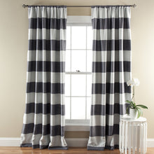 Load image into Gallery viewer, Stripe Blackout Window Curtain Set
