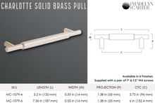 Carregar imagem no visualizador da galeria, Charlotte Solid Brass Drawer Pull - 3.75 Inch Centers
