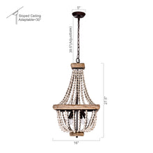 Carregar imagem no visualizador da galeria, Regas 4-Light Wood Bead Candle Style Chandelier
