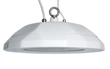 Carregar imagem no visualizador da galeria, 150W LED UFO High Bay Light - Perfect for Food Service &amp; Labs - 5000K, 150lm/w, 0-10V Dimmable, DLC 5.1 &amp; NSF Certified
